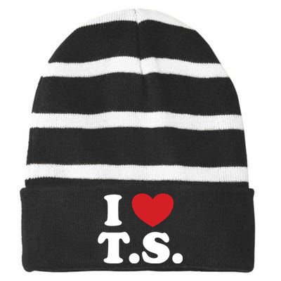 I Love T.S. I Heart T.s. Striped Beanie with Solid Band