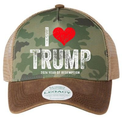 I Love Trump 2024 Year Of Redemption Gift Legacy Tie Dye Trucker Hat