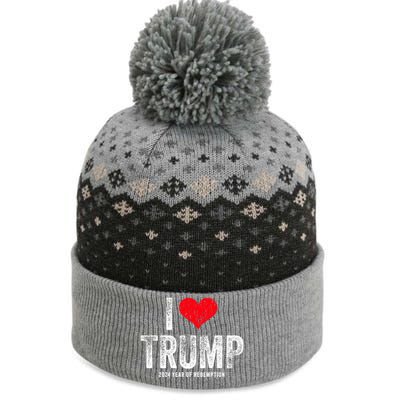 I Love Trump 2024 Year Of Redemption Gift The Baniff Cuffed Pom Beanie