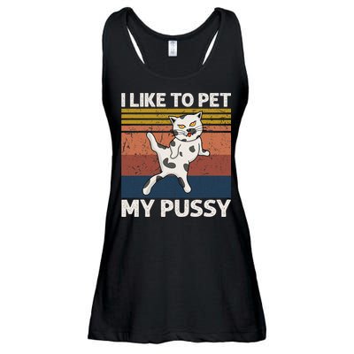 I Like To Pet My Pussy Naughty Funny Adult Humor Saying Cat Ladies Essential Flowy Tank