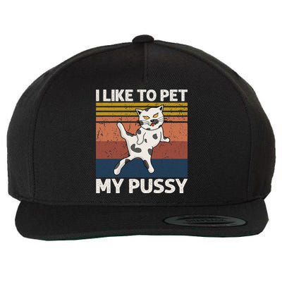 I Like To Pet My Pussy Naughty Funny Adult Humor Saying Cat Wool Snapback Cap