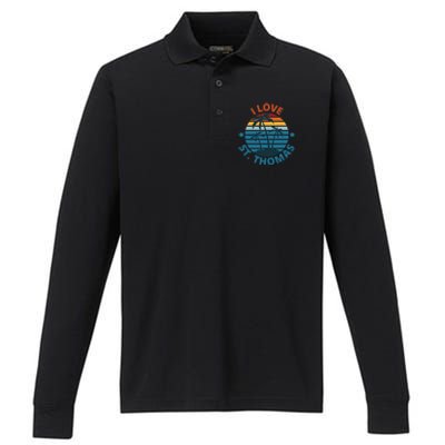 I Love The Heart Of St Thomas Gift Performance Long Sleeve Polo