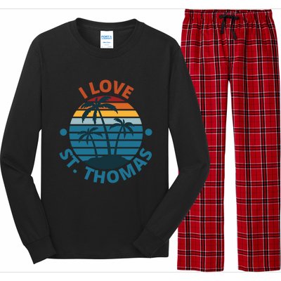 I Love The Heart Of St Thomas Gift Long Sleeve Pajama Set