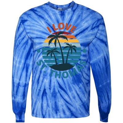 I Love The Heart Of St Thomas Gift Tie-Dye Long Sleeve Shirt