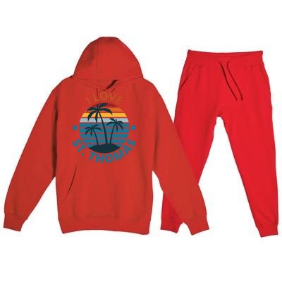 I Love The Heart Of St Thomas Gift Premium Hooded Sweatsuit Set