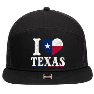 I Love Texas Flag Heart Proud Patriotic Texan Texas Great Gift 7 Panel Mesh Trucker Snapback Hat