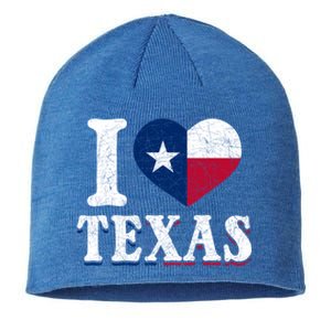 I Love Texas Flag Heart Proud Patriotic Texan Texas Great Gift Sustainable Beanie