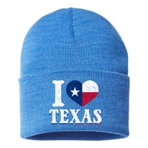 I Love Texas Flag Heart Proud Patriotic Texan Texas Great Gift Sustainable Knit Beanie