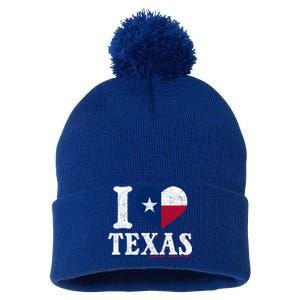 I Love Texas Flag Heart Proud Patriotic Texan Texas Great Gift Pom Pom 12in Knit Beanie