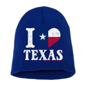 I Love Texas Flag Heart Proud Patriotic Texan Texas Great Gift Short Acrylic Beanie