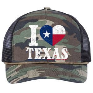 I Love Texas Flag Heart Proud Patriotic Texan Texas Great Gift Retro Rope Trucker Hat Cap