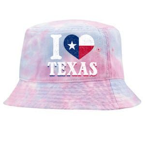 I Love Texas Flag Heart Proud Patriotic Texan Texas Great Gift Tie-Dyed Bucket Hat