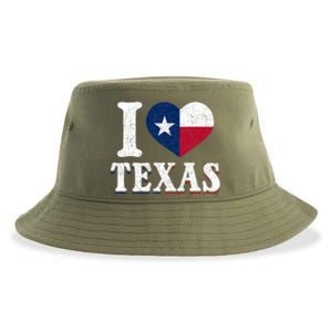 I Love Texas Flag Heart Proud Patriotic Texan Texas Great Gift Sustainable Bucket Hat