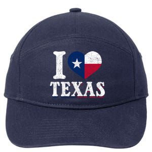 I Love Texas Flag Heart Proud Patriotic Texan Texas Great Gift 7-Panel Snapback Hat