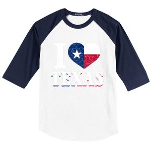 I Love Texas Flag Heart Proud Patriotic Texan Texas Great Gift Baseball Sleeve Shirt