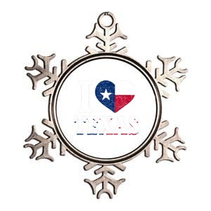 I Love Texas Flag Heart Proud Patriotic Texan Texas Great Gift Metallic Star Ornament