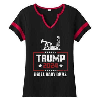 I Love Trump 2024 Drill Baby Drill Ladies Halftime Notch Neck Tee