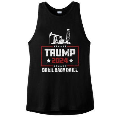 I Love Trump 2024 Drill Baby Drill Ladies PosiCharge Tri-Blend Wicking Tank