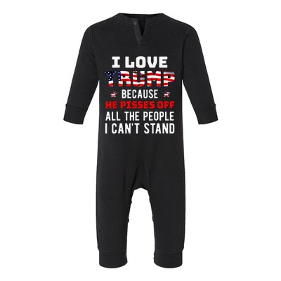 I Love Trump Because He Pisses Off The People I CanT Stand Infant Fleece One Piece