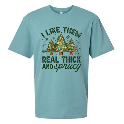 I Like Them Real Thick And Sprucey Christmas Tree Funny Sueded Cloud Jersey T-Shirt