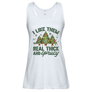 I Like Them Real Thick And Sprucey Christmas Tree Funny Ladies Essential Flowy Tank