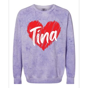 I Love Tina Heart Personalized Name Tina Colorblast Crewneck Sweatshirt