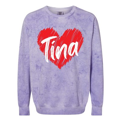 I Love Tina Heart Personalized Name Tina Colorblast Crewneck Sweatshirt