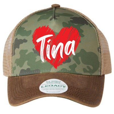 I Love Tina Heart Personalized Name Tina Legacy Tie Dye Trucker Hat