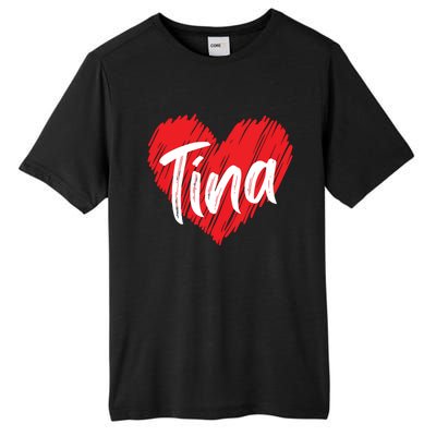 I Love Tina Heart Personalized Name Tina Tall Fusion ChromaSoft Performance T-Shirt