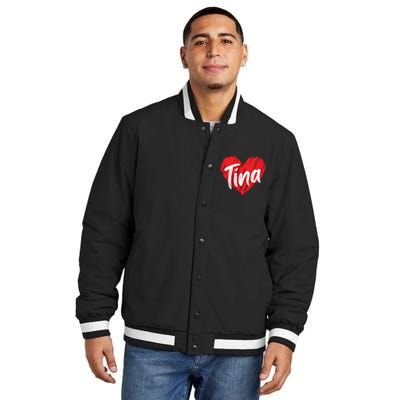 I Love Tina Heart Personalized Name Tina Insulated Varsity Jacket