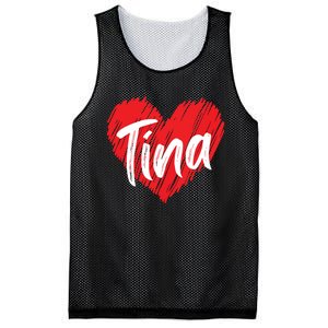 I Love Tina Heart Personalized Name Tina Mesh Reversible Basketball Jersey Tank