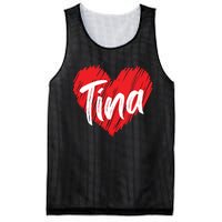 I Love Tina Heart Personalized Name Tina Mesh Reversible Basketball Jersey Tank