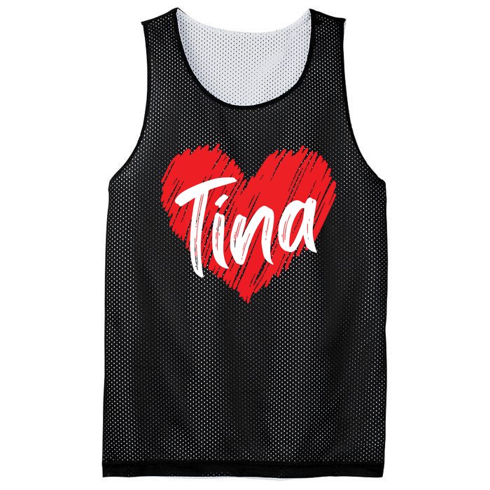 I Love Tina Heart Personalized Name Tina Mesh Reversible Basketball Jersey Tank