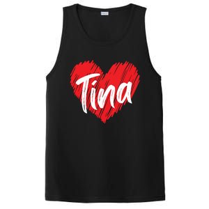 I Love Tina Heart Personalized Name Tina PosiCharge Competitor Tank