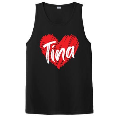 I Love Tina Heart Personalized Name Tina PosiCharge Competitor Tank