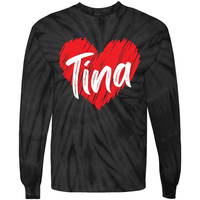 I Love Tina Heart Personalized Name Tina Tie-Dye Long Sleeve Shirt