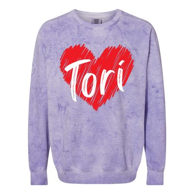 I Love Tori Heart First Name Tori Colorblast Crewneck Sweatshirt