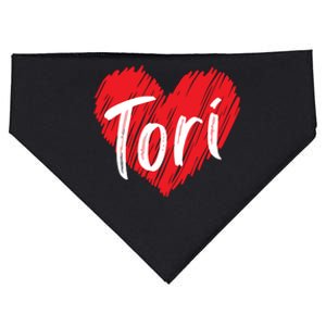 I Love Tori Heart First Name Tori USA-Made Doggie Bandana