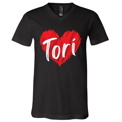 I Love Tori Heart First Name Tori V-Neck T-Shirt