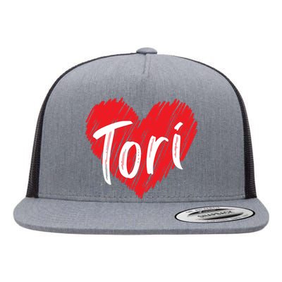 I Love Tori Heart First Name Tori Flat Bill Trucker Hat