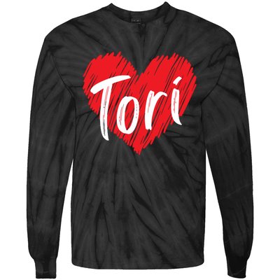 I Love Tori Heart First Name Tori Tie-Dye Long Sleeve Shirt