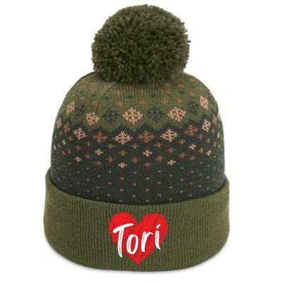 I Love Tori Heart First Name Tori The Baniff Cuffed Pom Beanie