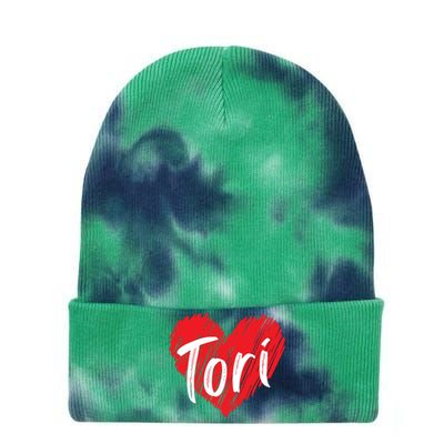 I Love Tori Heart First Name Tori Tie Dye 12in Knit Beanie