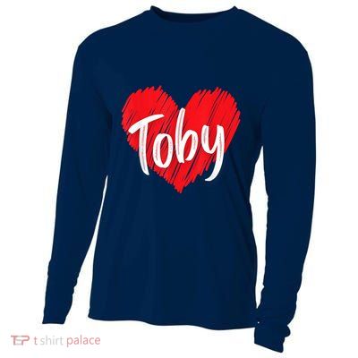 I Love Toby Heart Personalized Name Toby Cooling Performance Long Sleeve Crew