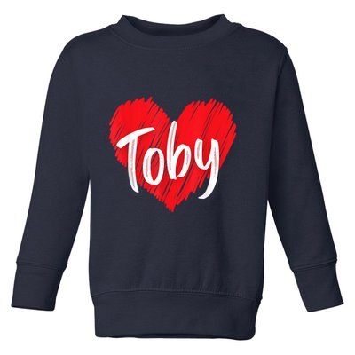 I Love Toby Heart Personalized Name Toby Toddler Sweatshirt