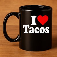 I LOVE TACOS I HEART TACOS 11oz C Handle Ceramic Mug