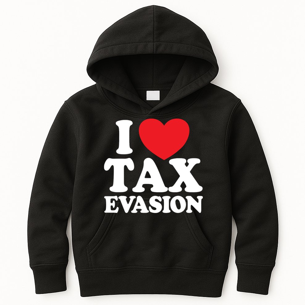 I Love Tax Evasion Funny Commit Tax Fraud I Love Tax Evasion Kids Hoodie