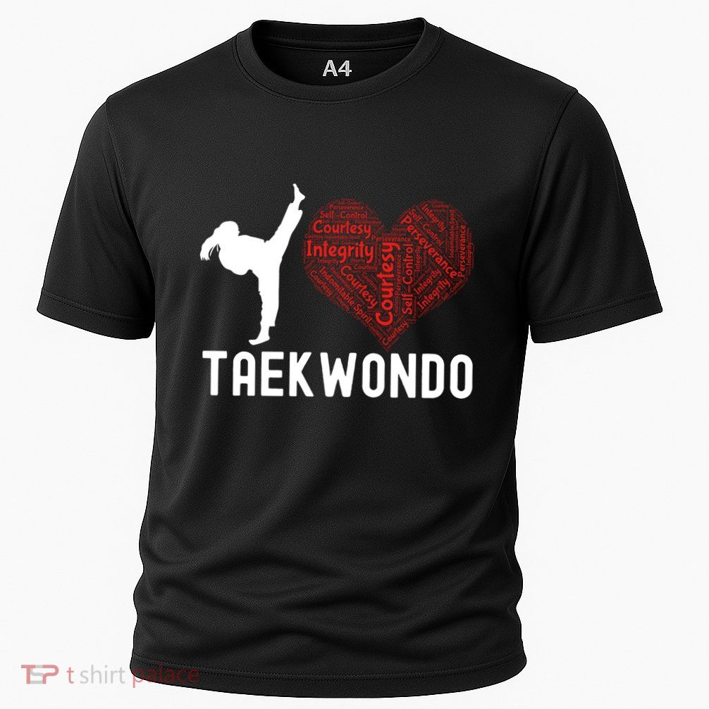 I Love Taekwondo Black Belt Funny Gift Cooling Performance Crew T-Shirt