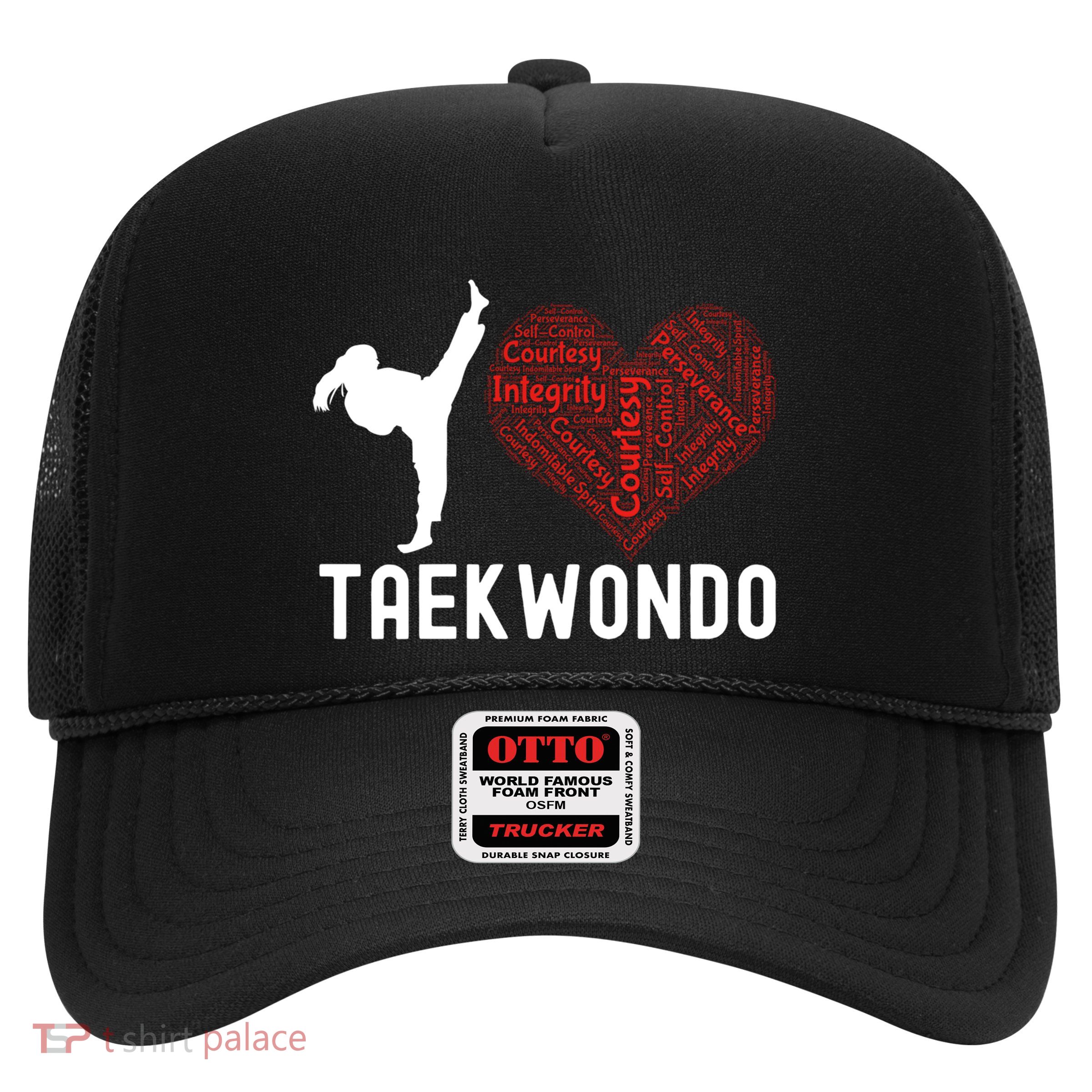 I Love Taekwondo Black Belt Funny Gift Trucker Hat
