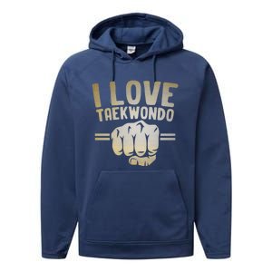 I Love Taekwondo Player Martial Artist Martial Arts Tkd Gift Performance Fleece Hoodie